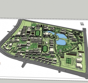 现代小区规划su模型