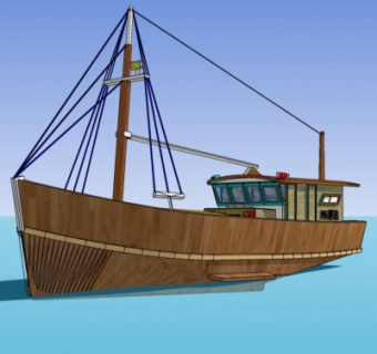 现代渔船su模型