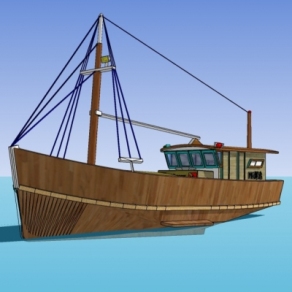 现代渔船su模型