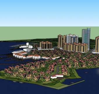 现代小区规划su模型