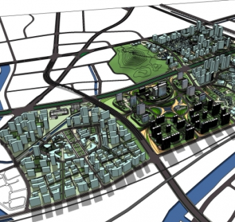 现代小区规划su模型