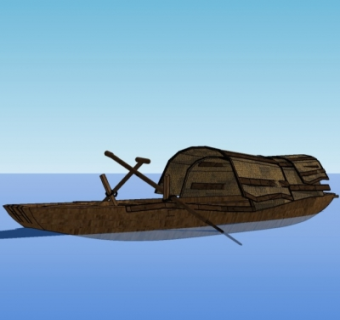 中式乌篷船su模型