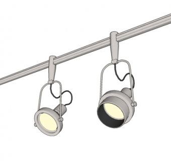 现代射灯轨道灯su模型