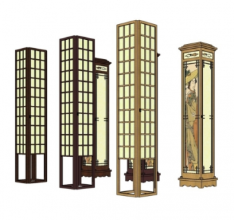 日式落地灯su模型