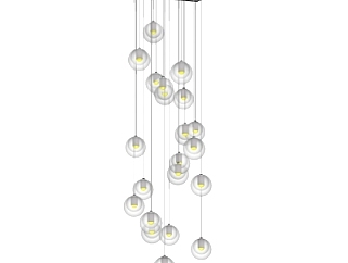 现代玻璃灯泡吊灯su模型