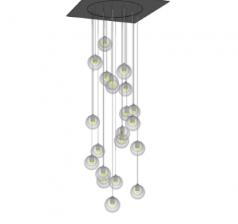 现代玻璃灯泡吊灯su模型