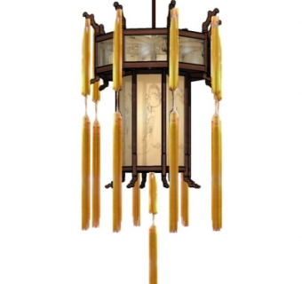 中式六方宫灯su模型