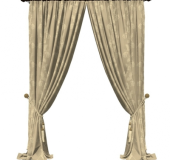 中式布艺窗帘su模型