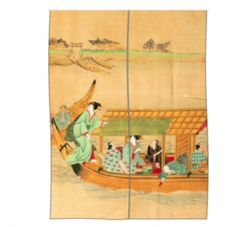 日式布艺挂帘su模型