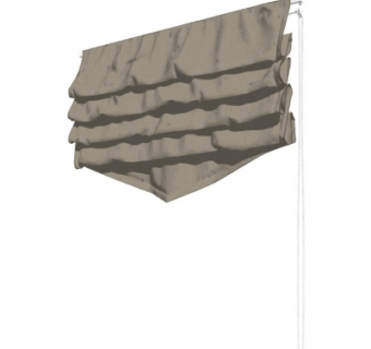 现代布艺卷帘su模型