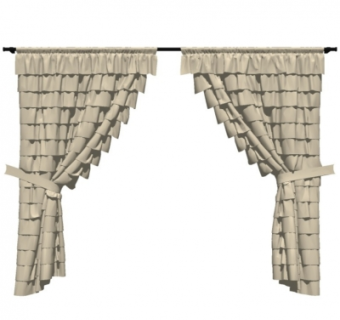 现代布艺窗帘su模型
