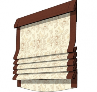 中式布艺卷帘su模型