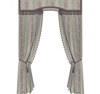 欧式布艺窗帘su模型