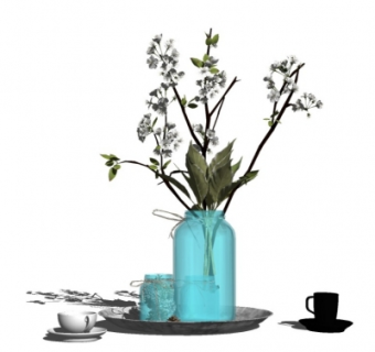 现代花瓶花卉su模型