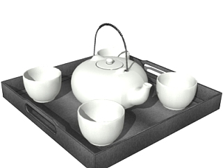 现代茶壶<em>茶杯su模型</em>