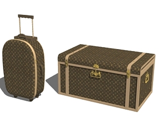 欧式古典皮箱旅行箱su模型