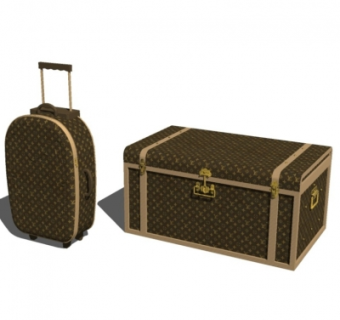 欧式古典皮箱旅行箱su模型