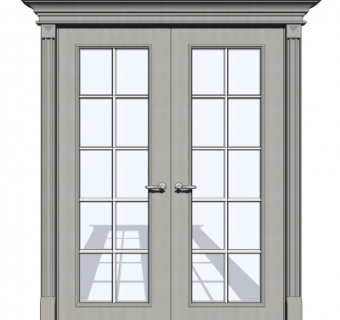 欧式实木双开门su模型