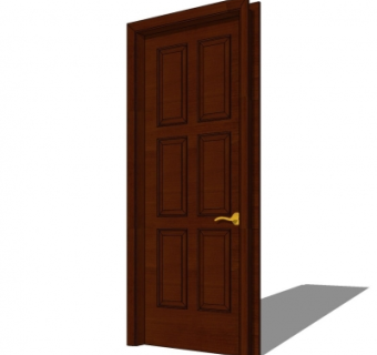 现代实木烤漆平开门su模型