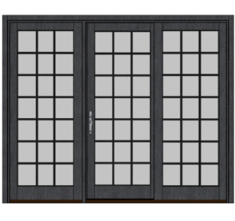 中式实木推拉门su模型