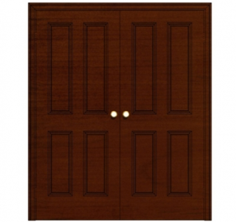 现代实木双开门su模型