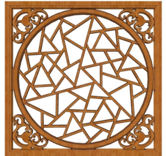 中式实木隔断su模型