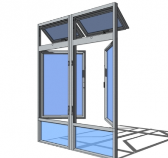 现代玻璃窗户su模型