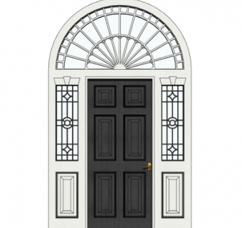 欧式实木平开门su模型