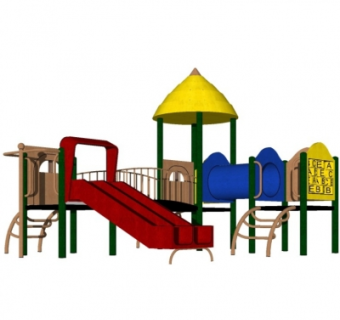 现代幼儿园滑梯su模型