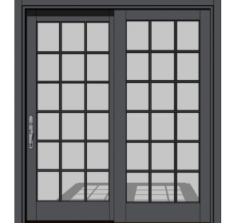 中式实木推拉门su模型