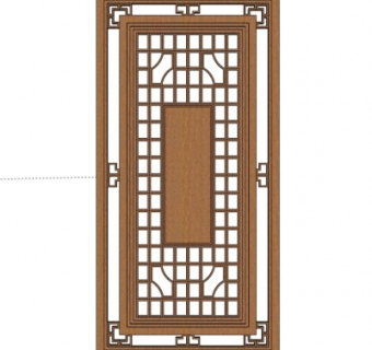 中式实木隔断su模型