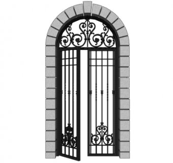 欧式铁艺花园门su模型
