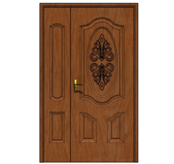 欧式实木子母门su模型