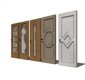 现代实木平开门su模型