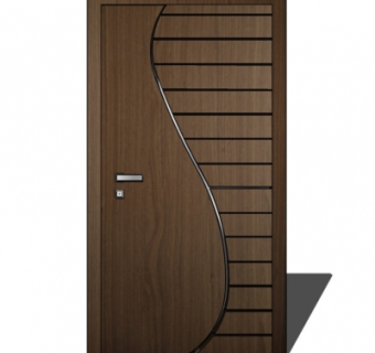 现代实木平开门su模型