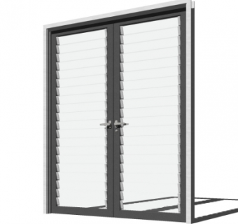 现代玻璃双开门su模型