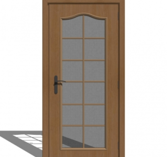 现代实木平开门su模型