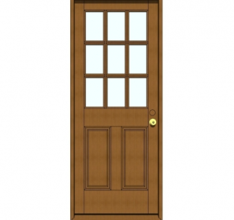 现代实木平开门su模型