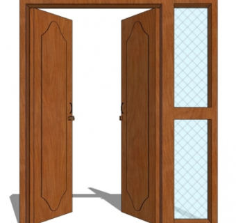 现代实木双开门su模型