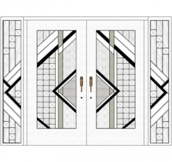 欧式玻璃双开门su模型