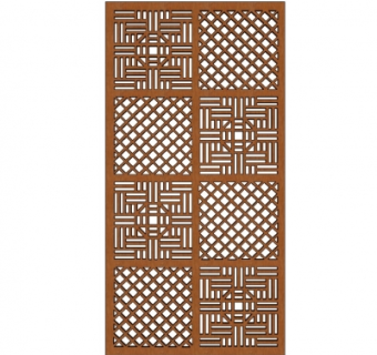 中式实木隔断su模型