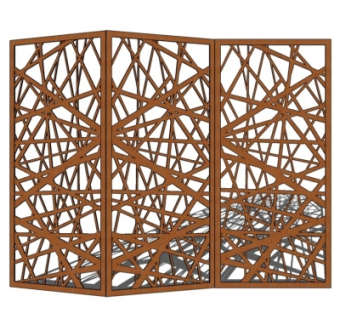 现代实木隔断su模型