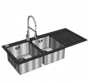 现代不锈钢水槽洗菜盆su模型