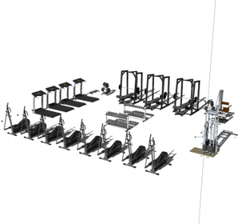 现代健身器材su模型