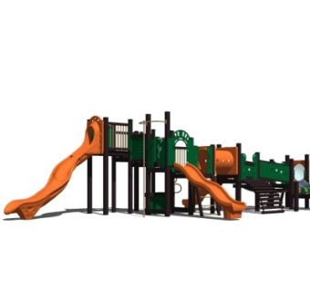 现代儿童滑梯su模型