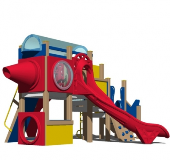 现代儿童滑梯su模型