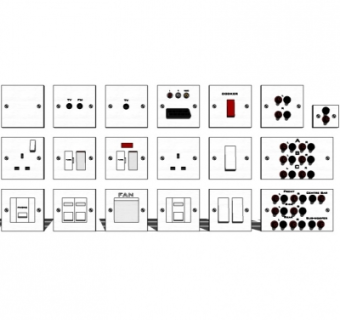 现代开关插座面板组合su模型