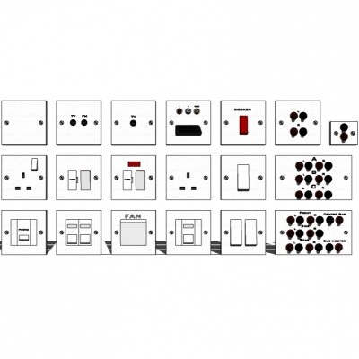 现代开关插座面板组合su模型