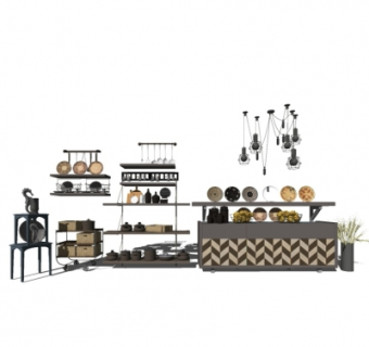 现代锅碗瓢盆组合su模型