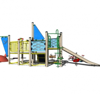 现代儿童滑梯su模型